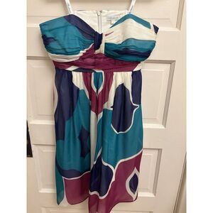 Shoshanna Stirred Multicolor Strapless Silk Knee‎ Length Dress Lined Size 6 $340